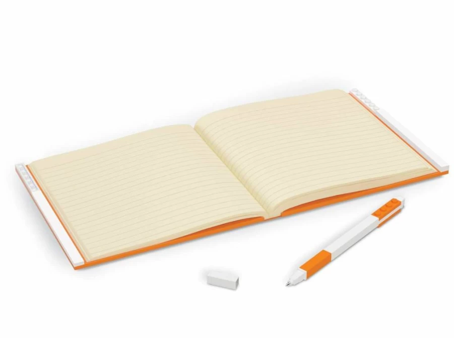 Amazon IQ Lego-Themed Locking Notebook with Gel Pen - 6x6 Inches, Lined, Orange (Model 52440)