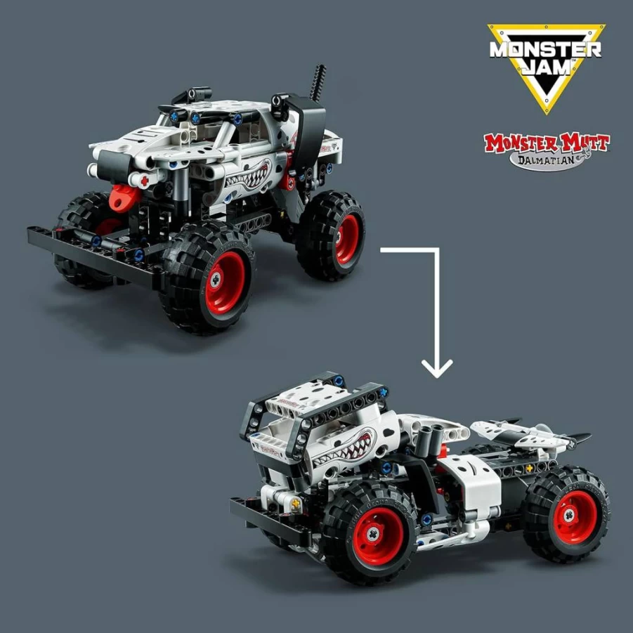LEGO Technic Monster Jam Monster Mutt Dalmatian 2-in-1 Pull Back Racing Toy Truck Building Set for Kids Ages 7+ (42150) | DIY Construction Toy Gift for Boys & Girls