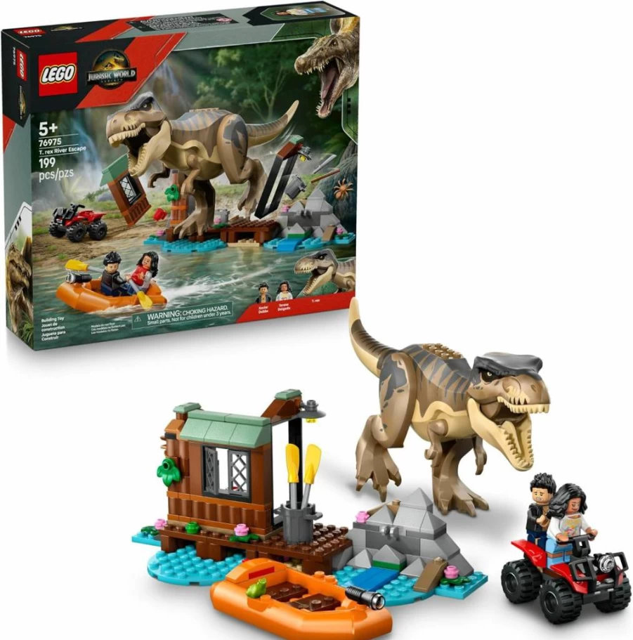 LEGO Jurassic World T. Rex Dinosaur Boat Escape Set 76975 with Toy Minifigures - Creative Building Kit for Kids Ages 5-7, Boys & Girls - Perfect Gift for Jurassic Park Movie Fans