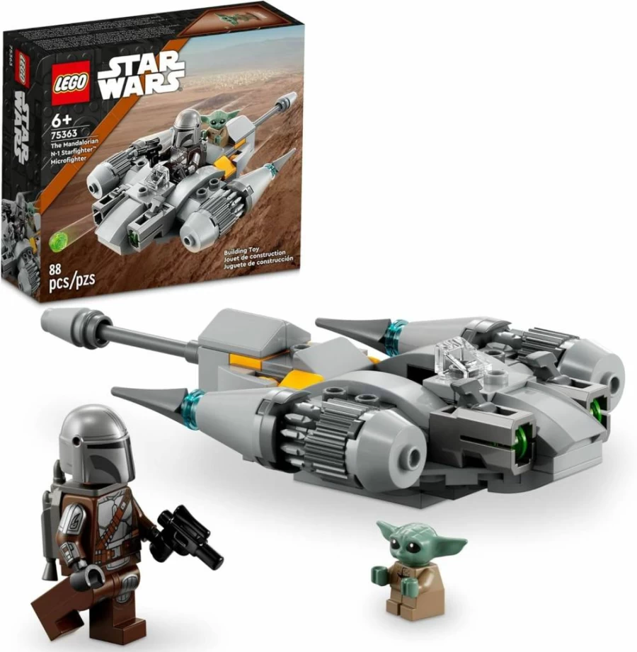LEGO Star Wars The Mandalorian N-1 Starfighter Microfighter 75363 Building Toy Set with Mando & Grogu Minifigures, Kids Ages 6+ Gift for Action Play