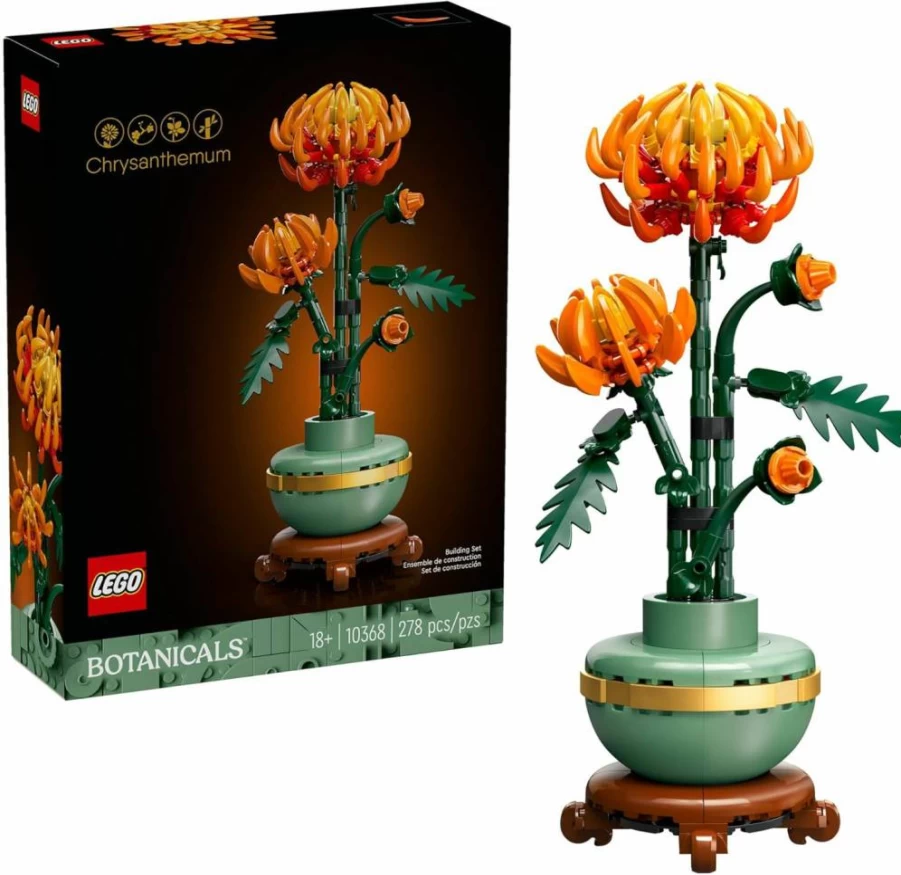 LEGO 10368 Botanicals Chrysanthemum Flower Building Kit for Adults, DIY Artificial Plant for Home Decor, Table Centerpiece, Graduation Gift, Creative STEM Activity Set