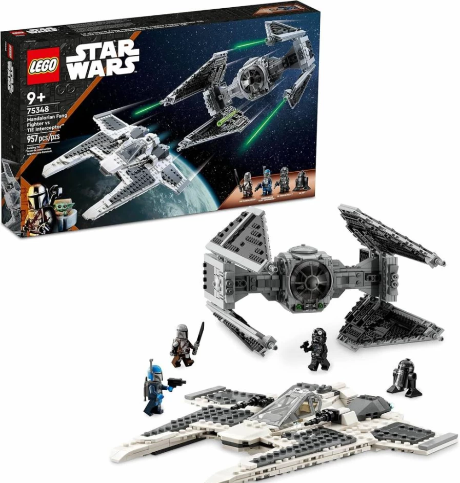 LEGO Star Wars 75348 Mandalorian Fang Fighter vs. TIE Interceptor Building Kit with The Mandalorian Minifigures | 919-Piece Collector Set for Kids & Adults Ages 9+