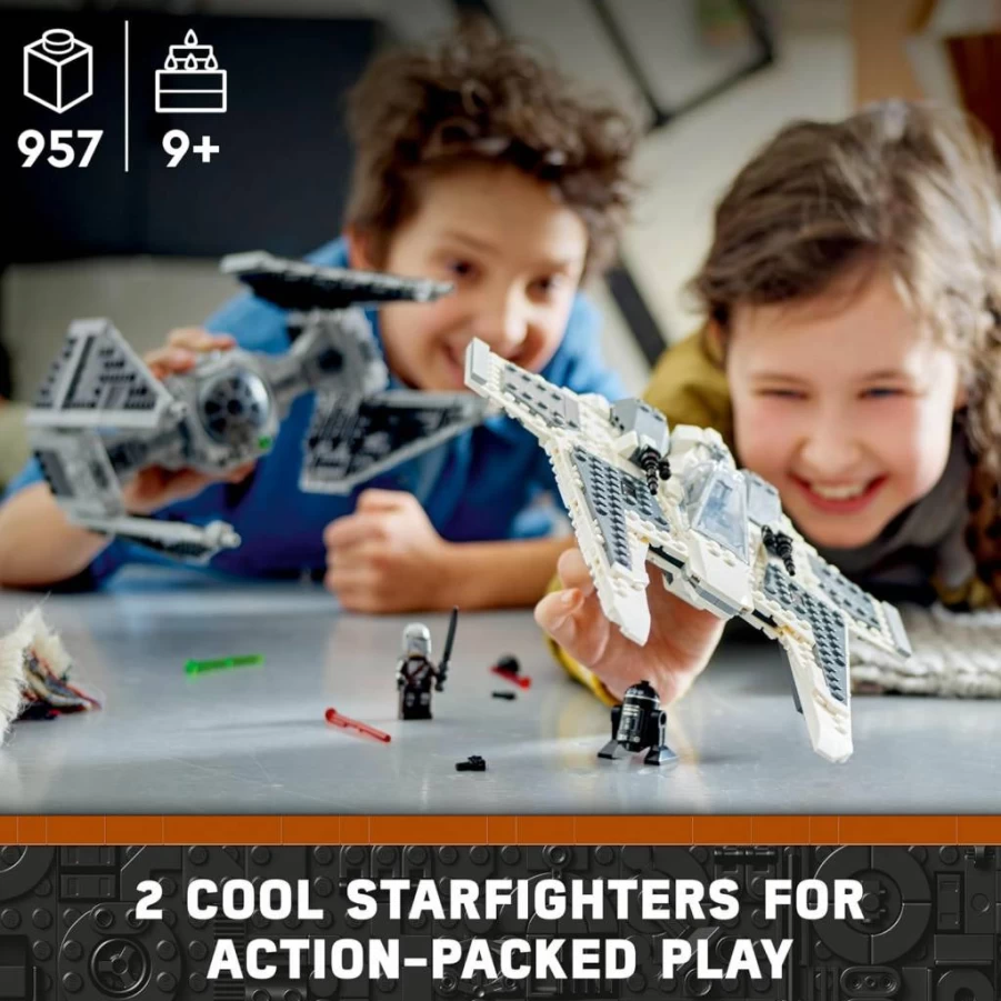 LEGO Star Wars 75348 Mandalorian Fang Fighter vs. TIE Interceptor Building Kit with The Mandalorian Minifigures | 919-Piece Collector Set for Kids & Adults Ages 9+