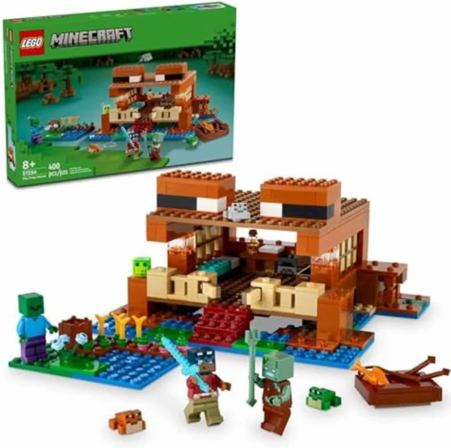 LEGO Minecraft 21256 The Frog House Building Set with Toy Boat, Animal & Mob Figures, Creative Gift for Kids Ages 8+ (Official Minecraft Toy)
