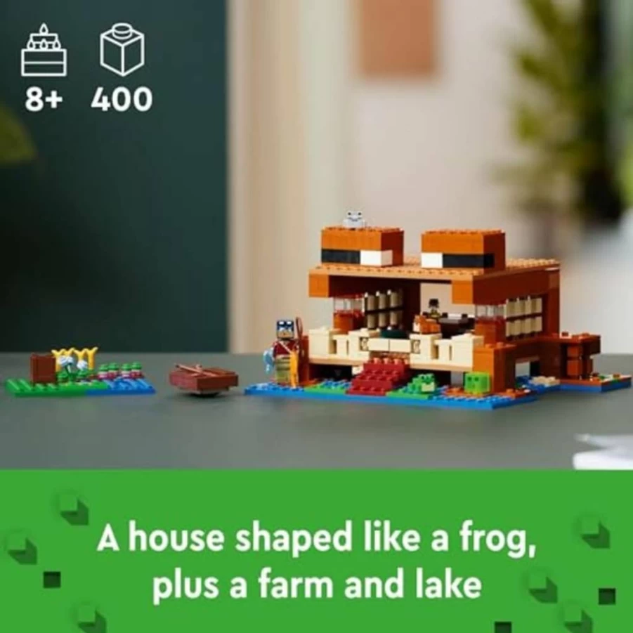 LEGO Minecraft 21256 The Frog House Building Set with Toy Boat, Animal & Mob Figures, Creative Gift for Kids Ages 8+ (Official Minecraft Toy)