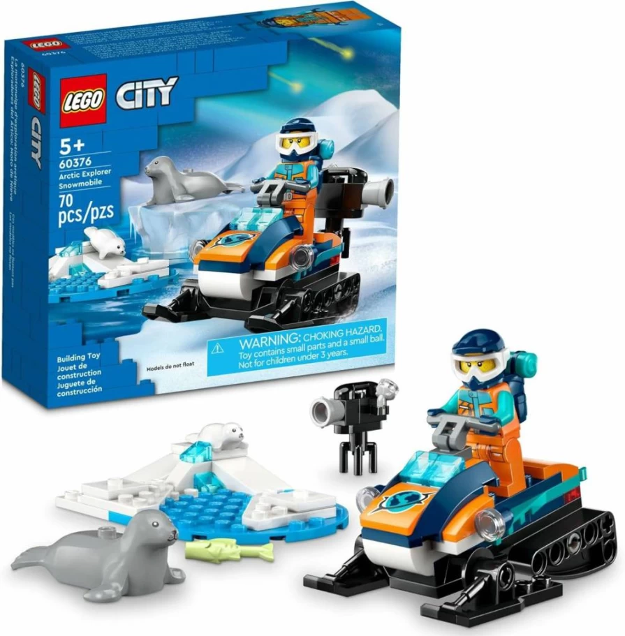 LEGO City Arctic Explorer Snowmobile 60376 Building Kit with Minifigures & Seal Figures, Creative Play Set for Kids Ages 5+, Ideal Gift for Christmas & Birthdays