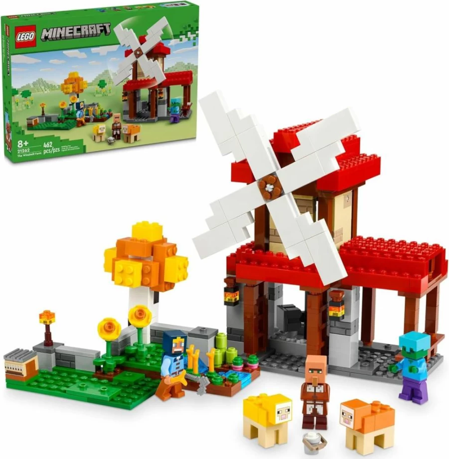 LEGO Minecraft 21262 The Windmill Farm Building Set with 3 Minifigures, Creative Construction Toy for Kids Ages 8+, Ideal Birthday Gift for Minecraft Video Game Fans
