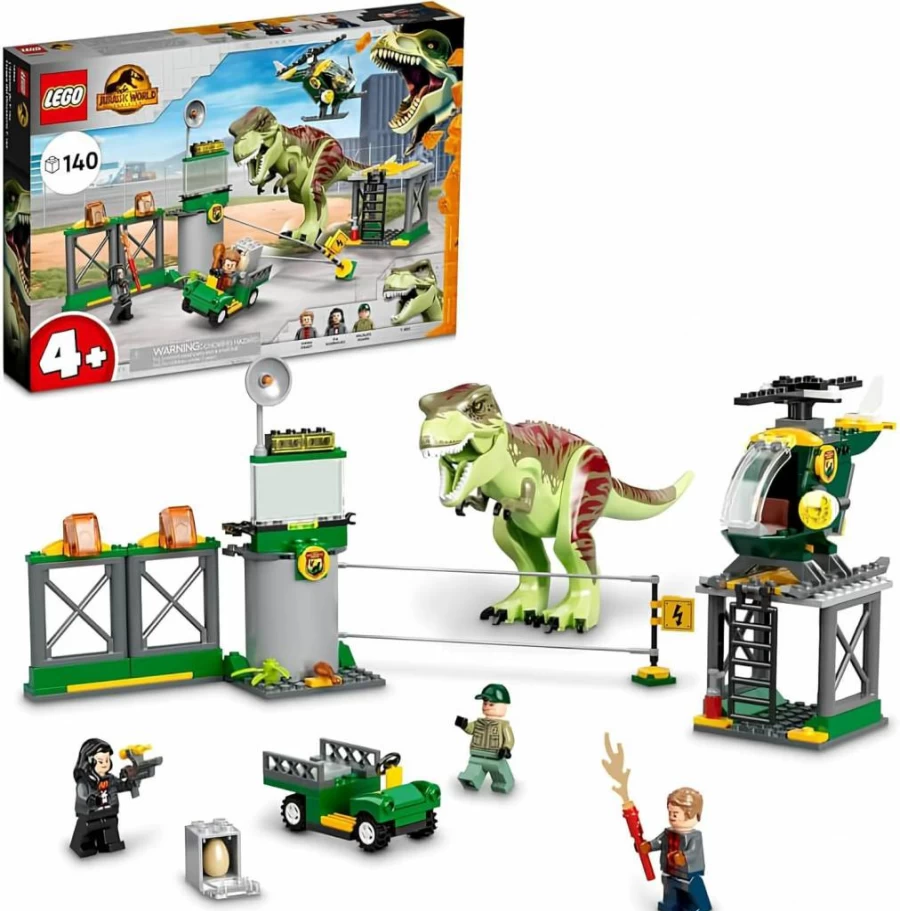 LEGO Jurassic World T. Rex Breakout 76944 Building Toy Set with Helicopter, Buggy & Airport for Kids Ages 4+ (Dinosaur Play Set)