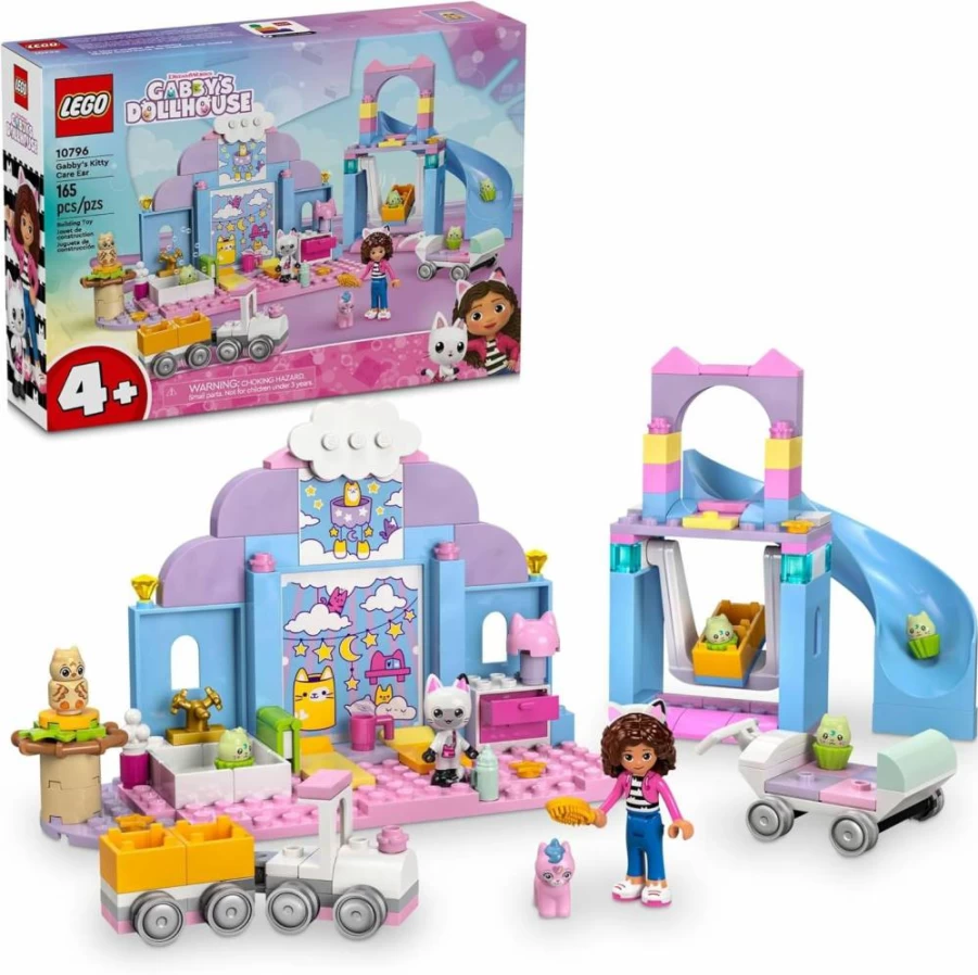 LEGO Gabby's Dollhouse Kitty Care Playset 10796 - Pink Pet Car, Slide & Cat Figures, Pretend-Play Toy Gift for Girls and Boys Ages 4+