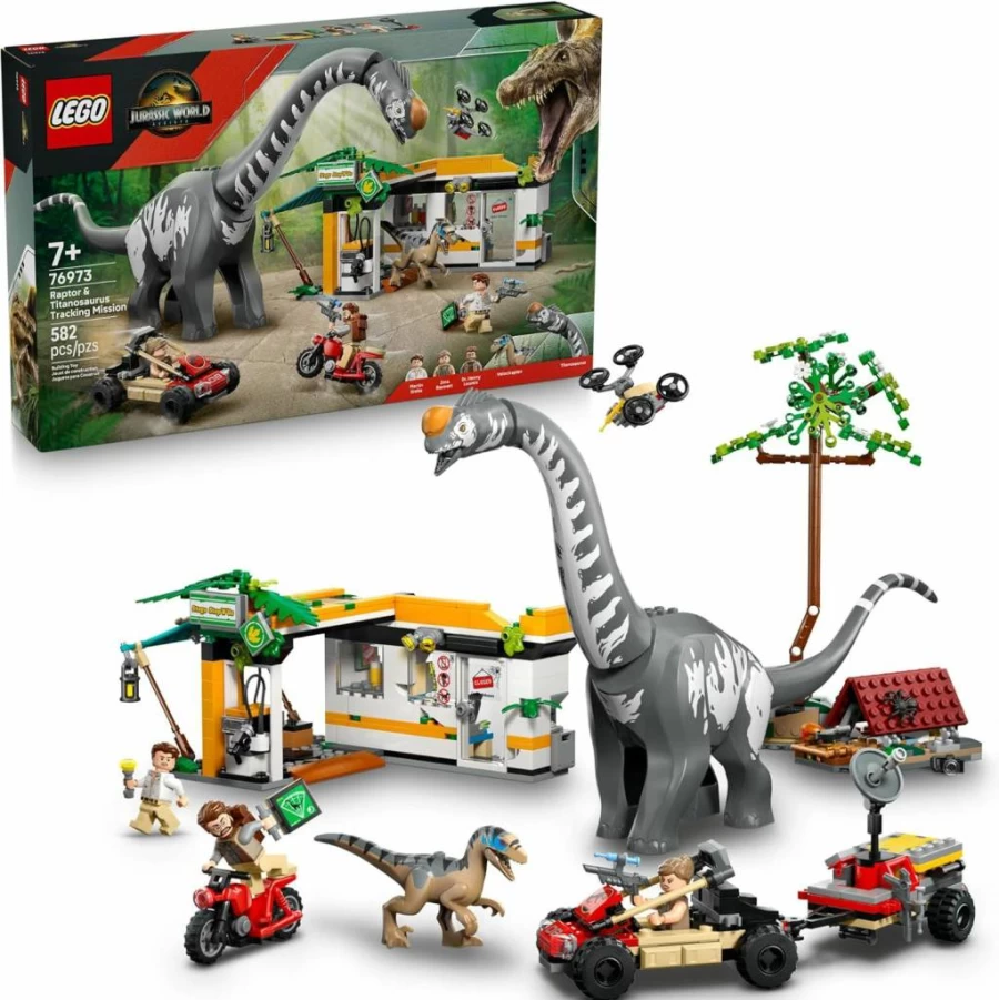 LEGO Jurassic World 76973 Raptor & Titanosaurus Dinosaur Toy Set for Kids - Building Kit with Dinosaur Figures for Creative Play - Best Gift for Boys & Girls Ages 7+ - STEM Learning Toy