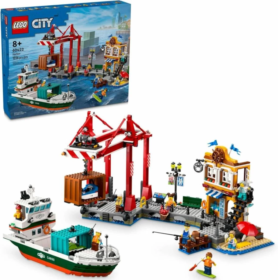 LEGO City 60422 Seaside Harbor Building Set with Cargo Ship, Container Crane, 8 Minifigures for Kids Ages 8+ | Creative Toy Gift for Boys & Girls