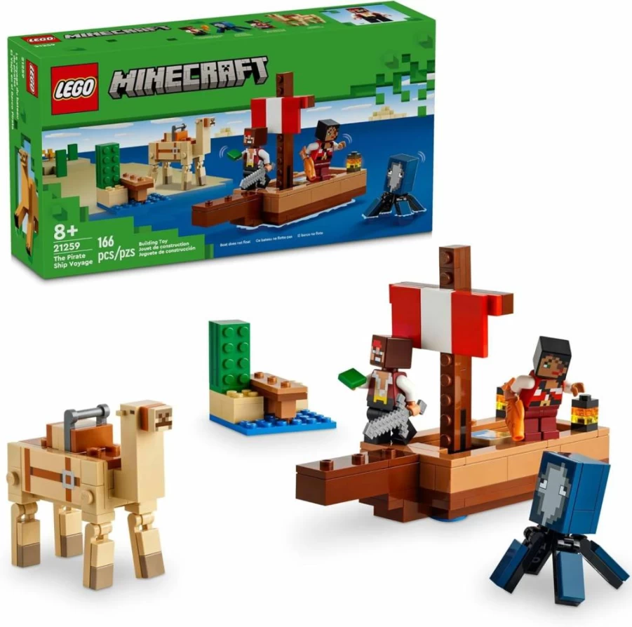 LEGO Minecraft The Pirate Ship Voyage 21259 Building Set with Squid, Camel & Pirate Figures, Kids Boat Toy for Creative Play, Best Gift for 8 Year Old Boys and Girls