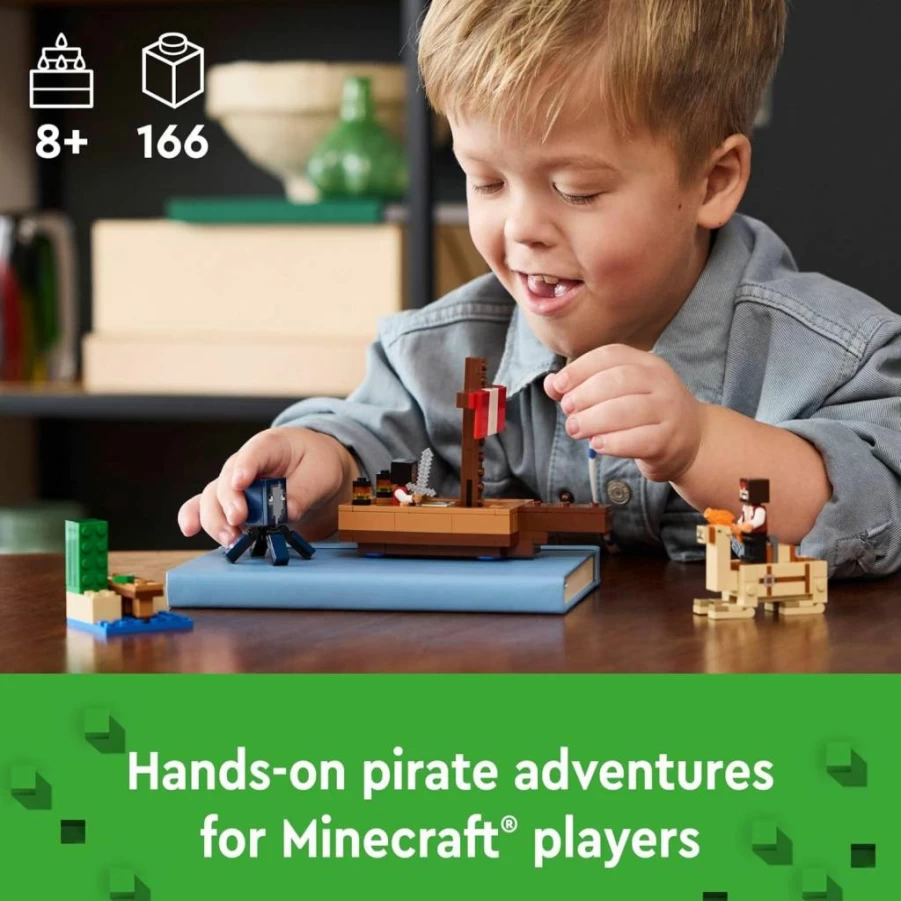 LEGO Minecraft The Pirate Ship Voyage 21259 Building Set with Squid, Camel & Pirate Figures, Kids Boat Toy for Creative Play, Best Gift for 8 Year Old Boys and Girls