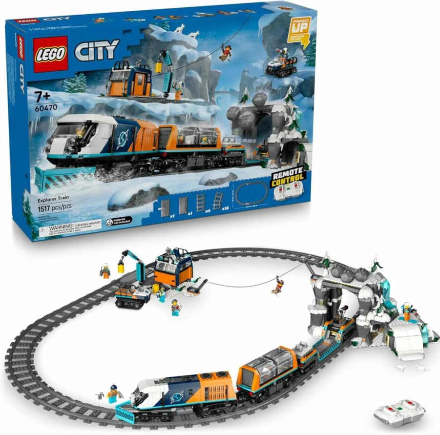 LEGO City Arctic Explorer Train Set 60470 - Remote Control Polar Express Building Toy with 6 Minifigures - STEM Learning Gift for Boys & Girls Ages 7+