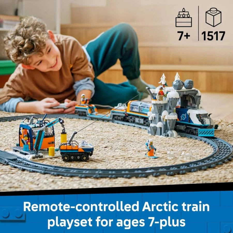 LEGO City Arctic Explorer Train Set 60470 - Remote Control Polar Express Building Toy with 6 Minifigures - STEM Learning Gift for Boys & Girls Ages 7+