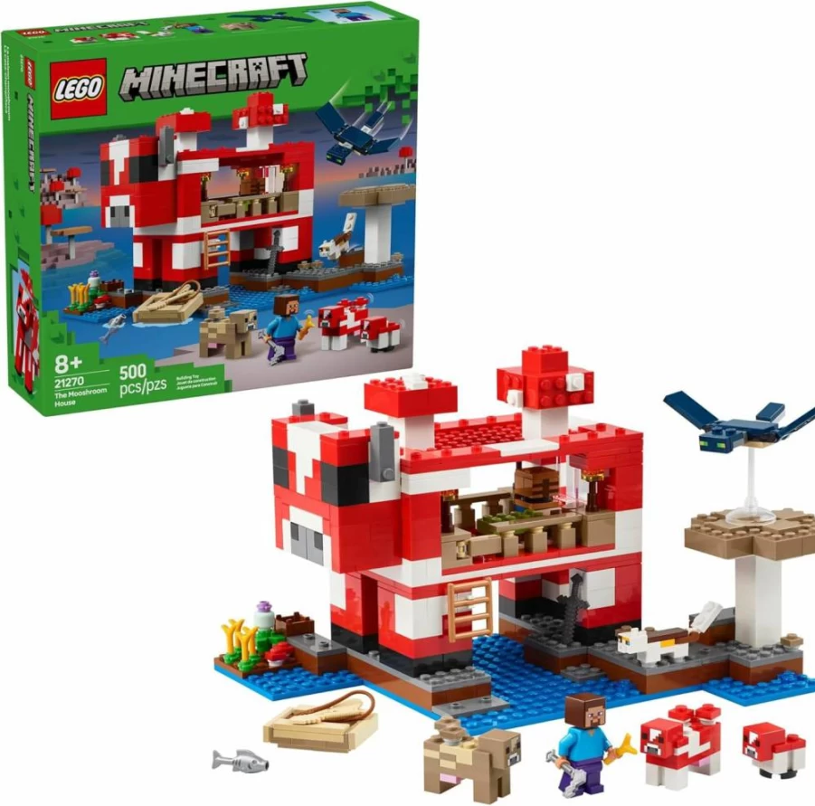 LEGO Minecraft The Mooshroom House Building Set 21270 with Steve & Figures, Creative Toy for Kids Ages 8+, Birthday Gift for Boys and Girls