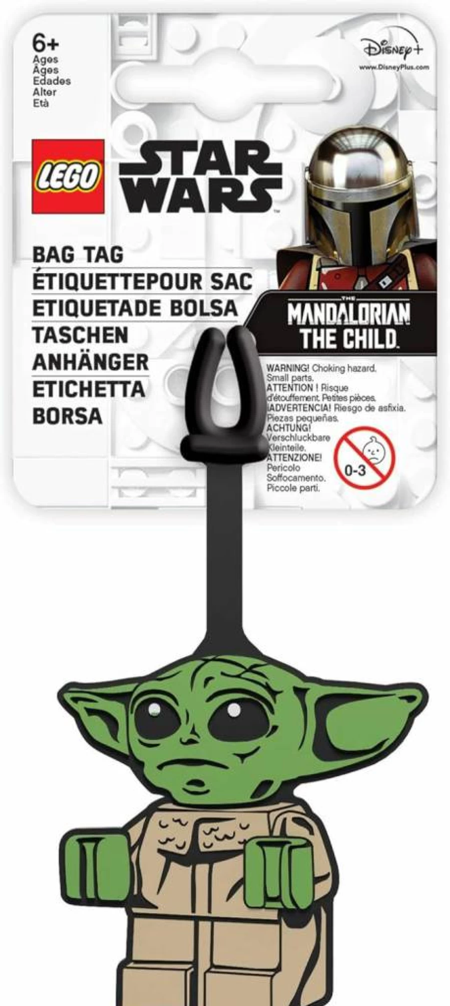 IQ Star Wars Grogu Silicone Luggage Tag - Durable Travel ID Tag for Suitcase, Backpack, Beach Bag - Writable Surface for Identification (6.5 Inches)