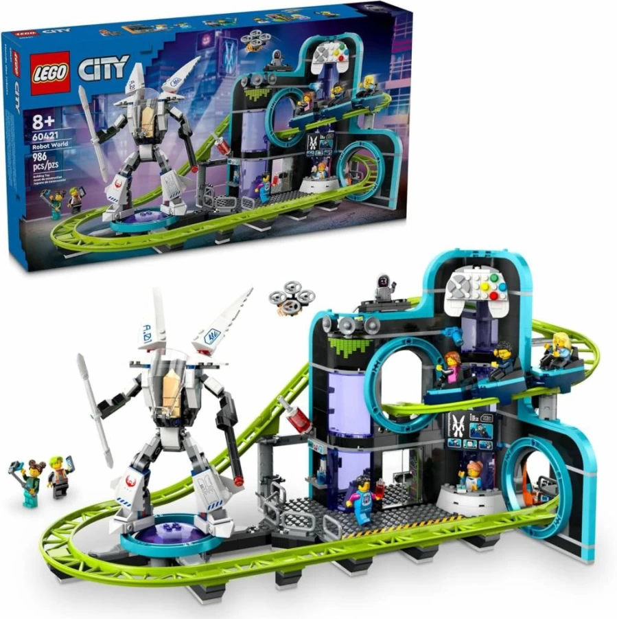 LEGO City 60421 Robot World Roller Coaster Building Kit with Posable Mech Suit - STEM Toy for Kids Ages 8+ - Creative Birthday Gift for Boys and Girls