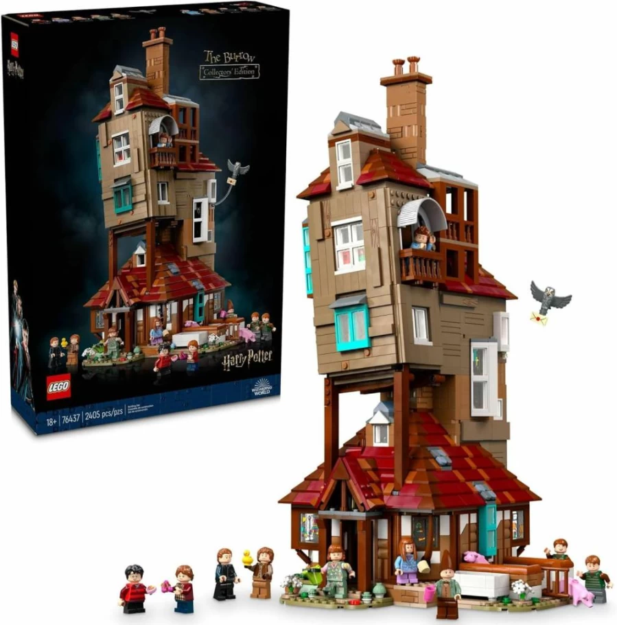 LEGO Harry Potter The Burrow 76437 Building Kit for Adults with 10 Minifigures - Collectible Weasley House Model Set for Fans, Men & Women