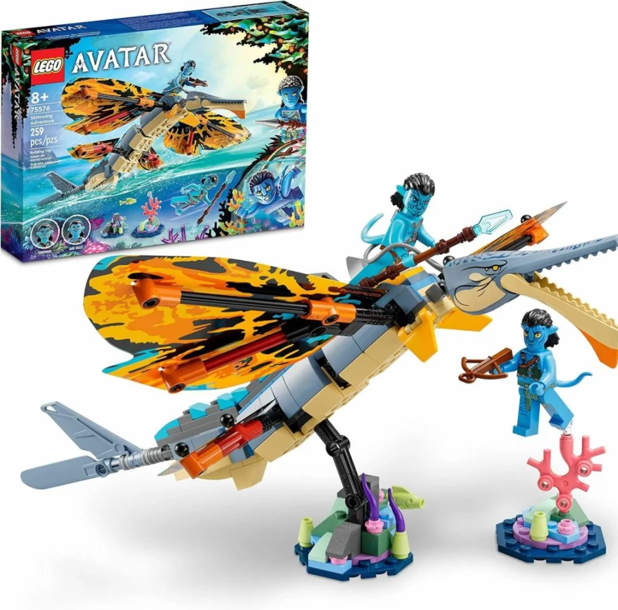LEGO Avatar The Way of Water Skimwing Adventure Set 75576 with Jake Sully & Tonowari Minifigures, Pandora Coral Reef Building Toy for Kids