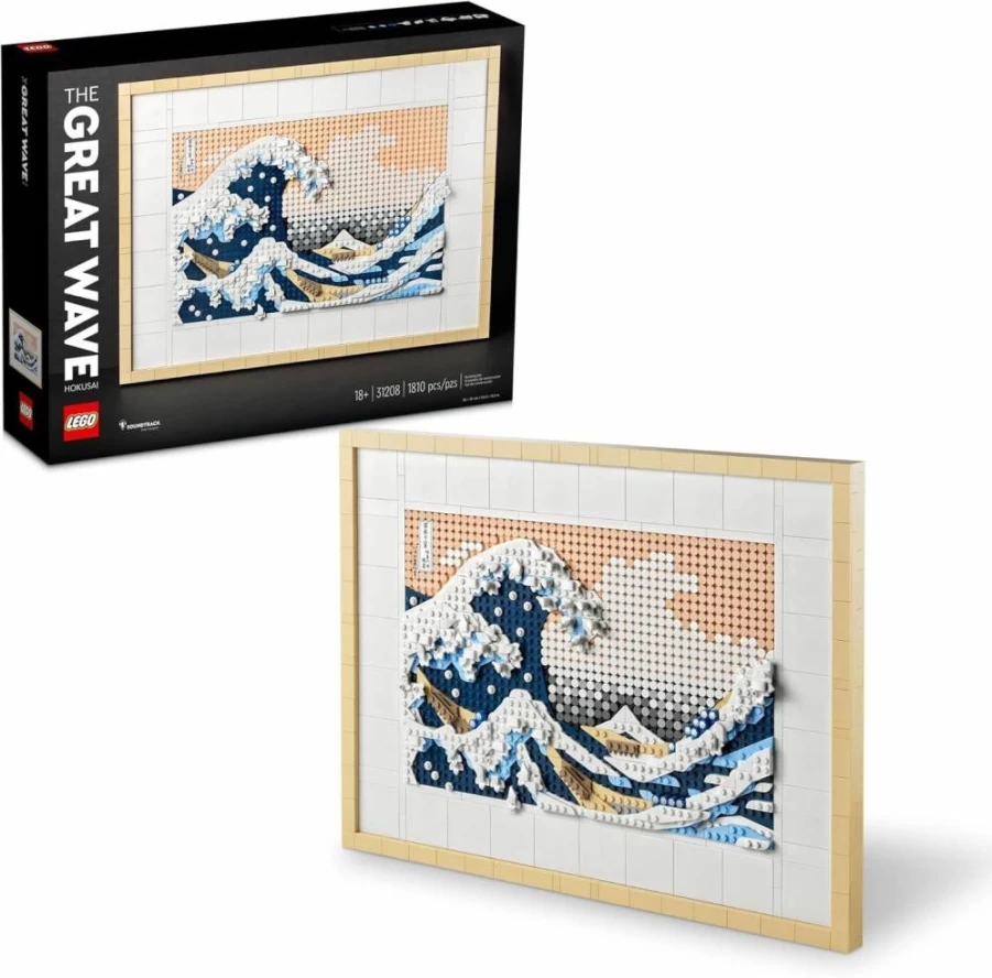LEGO Art The Great Wave by Hokusai 31208: 3D Japanese Wall Art Framed Canvas, DIY Home & Office Decor, Creative Crafts Kit for Adults