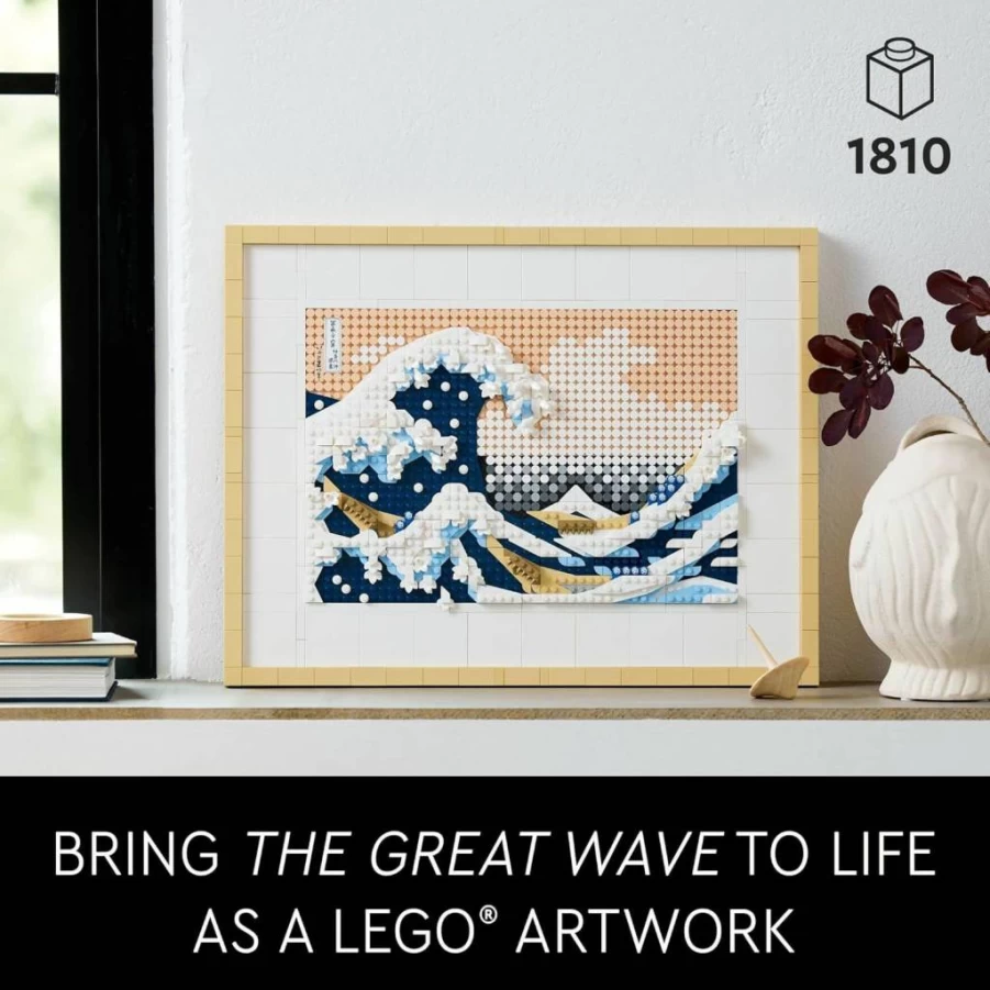 LEGO Art The Great Wave by Hokusai 31208: 3D Japanese Wall Art Framed Canvas, DIY Home & Office Decor, Creative Crafts Kit for Adults