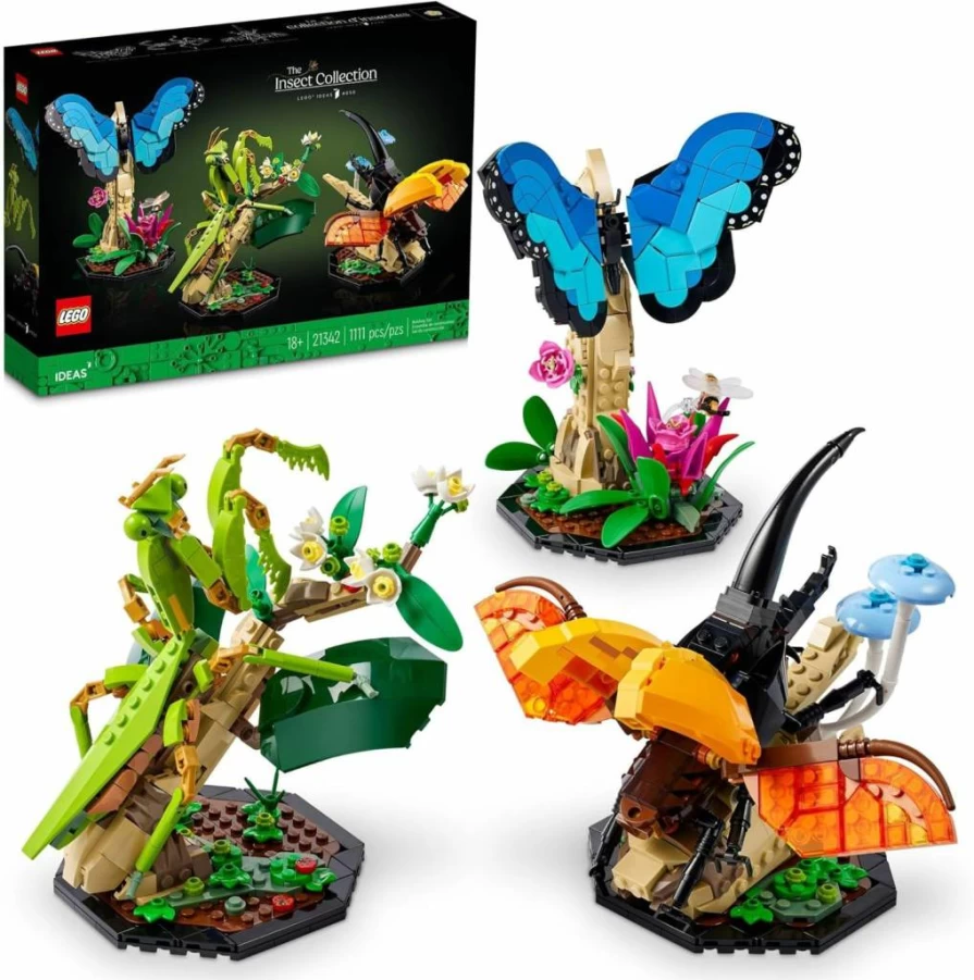 LEGO Ideas 21342 The Insect Collection: Build Life-Size Blue Morpho Butterfly, Hercules Beetle & Chinese Mantis Models – Creative Nature Decor Gift for Adults & Nature Lovers