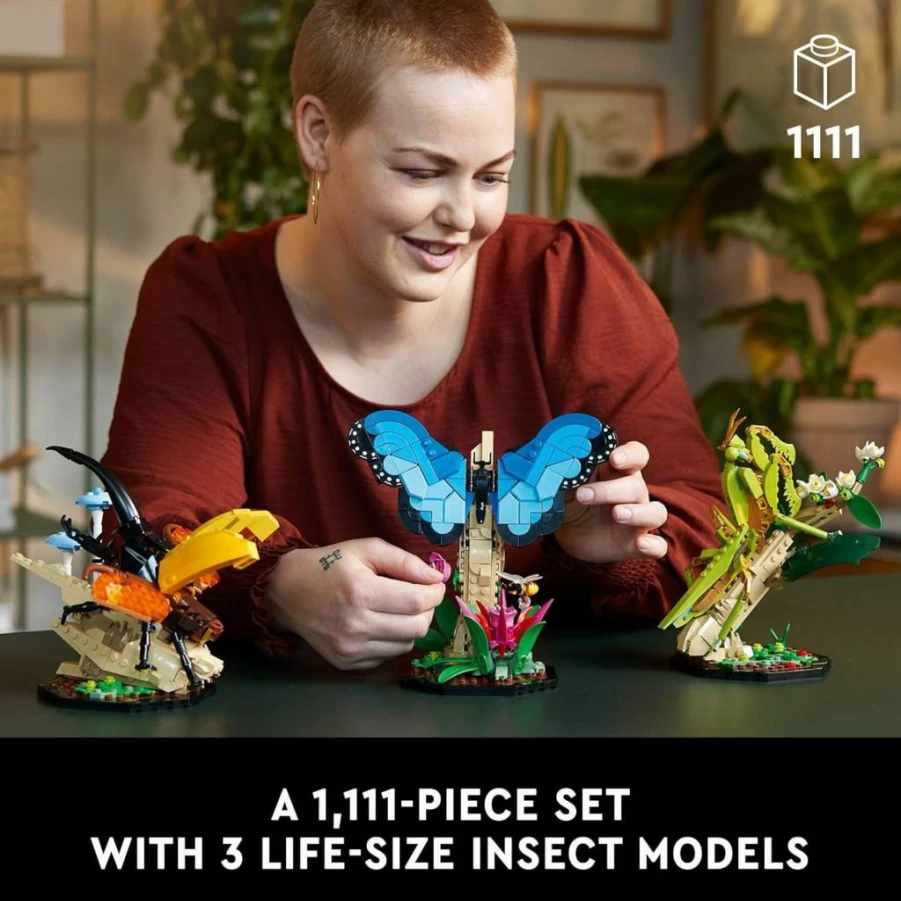 LEGO Ideas 21342 The Insect Collection: Build Life-Size Blue Morpho Butterfly, Hercules Beetle & Chinese Mantis Models – Creative Nature Decor Gift for Adults & Nature Lovers
