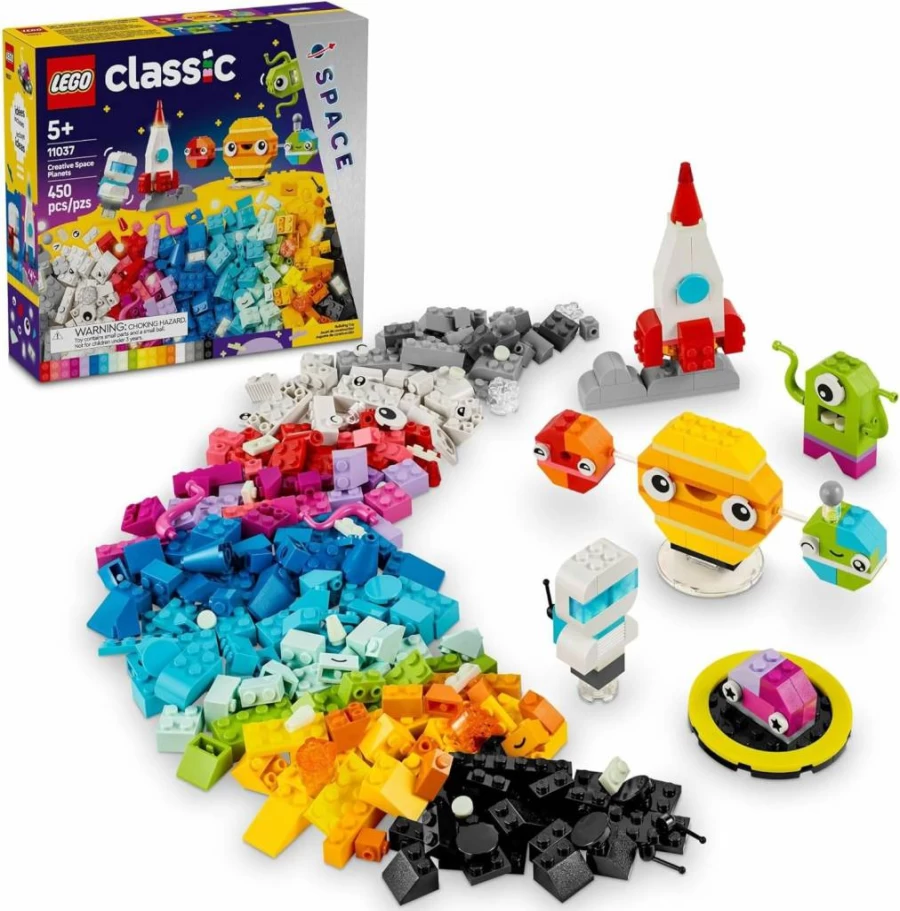 LEGO Classic 11037 Creative Space Planets Building Set with Rocket Ship, Alien & Glow-in-the-Dark Bricks - STEM Toys for Kids Ages 5+ | Birthday Gift for Boys & Girls