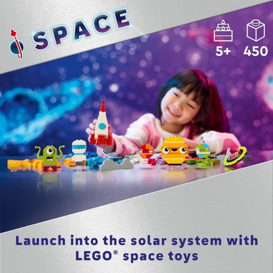 LEGO Classic 11037 Creative Space Planets Building Set with Rocket Ship, Alien & Glow-in-the-Dark Bricks - STEM Toys for Kids Ages 5+ | Birthday Gift for Boys & Girls