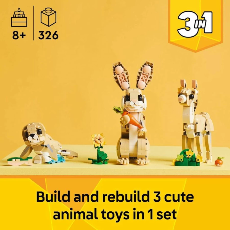 LEGO Creator 3-in-1 Cute Animal Toy Set 31162 - Build Bunny, Seal, or Llama - Creative Building Kit for Kids Ages 8+ - Perfect Gift for Boys and Girls
