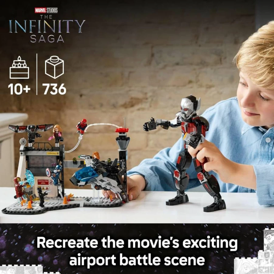 LEGO Marvel Captain America Civil War Building Set 76314 with Captain America, Iron Man, Giant Ant-Man & 8 Minifigures - Superhero Toy Gift for Kids Ages 10+