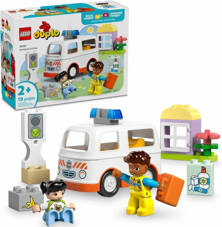 LEGO DUPLO Ambulance Toy Set with Driver - 10447 Building Blocks for Toddlers Ages 2+ | Pretend Play, Preschool Learning Gift for Boys & Girls