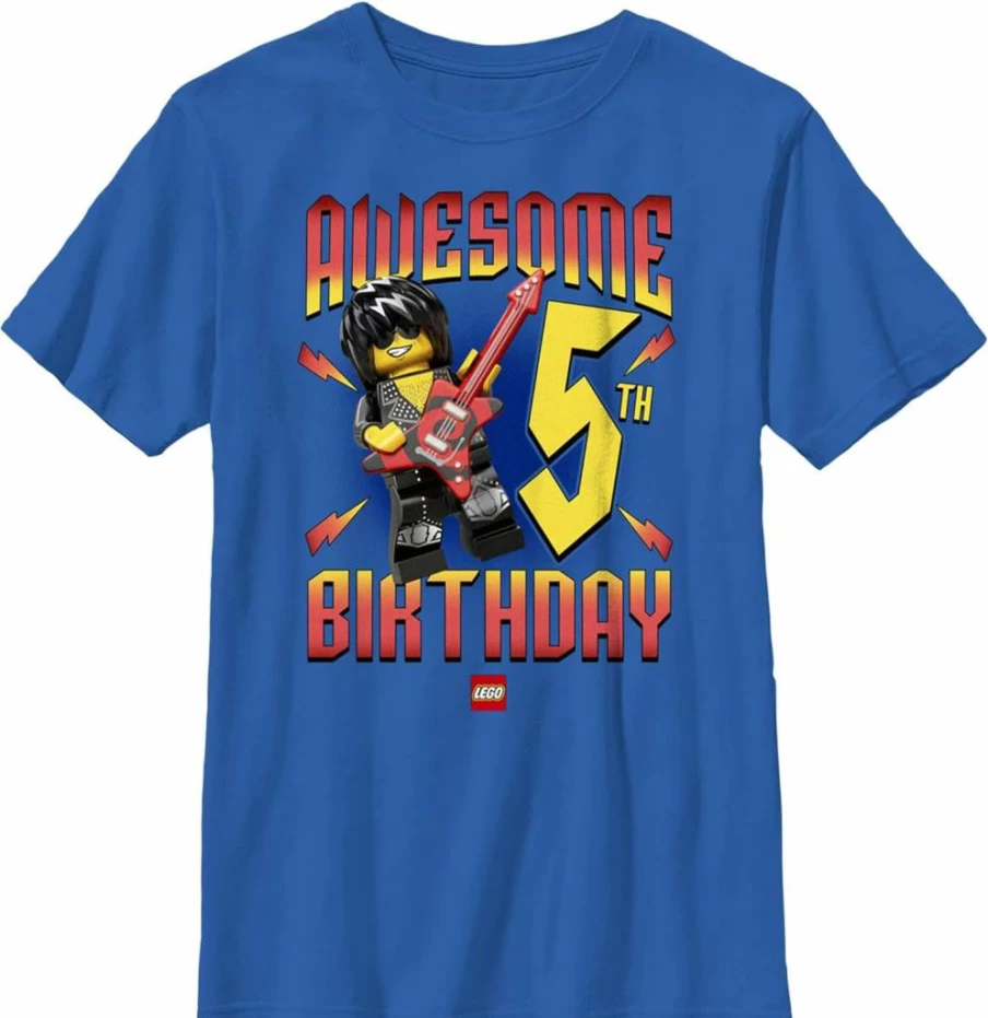 Fifth Sun Boys' Lego-Themed Birthday Short Sleeve T-Shirt - Iconic Awesome Design for Kids