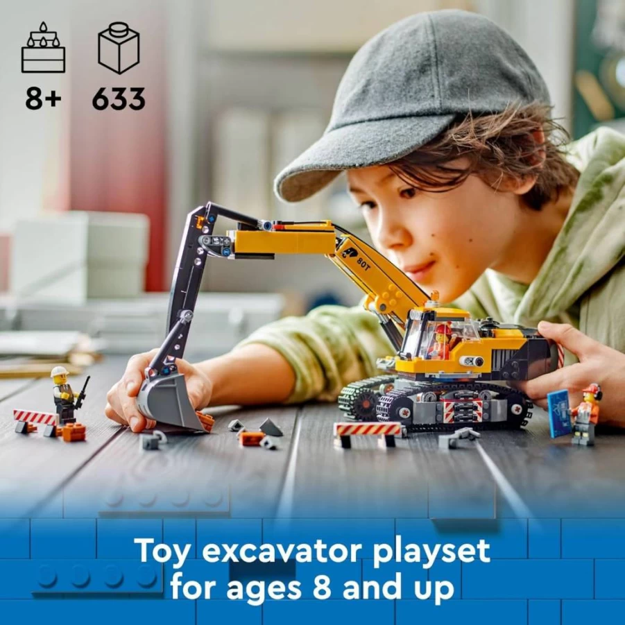 LEGO City Construction Excavator Building Set 60420 with Minifigures - Functional Toy Truck for Kids Ages 8+, Creative Gift for Birthdays & Holidays