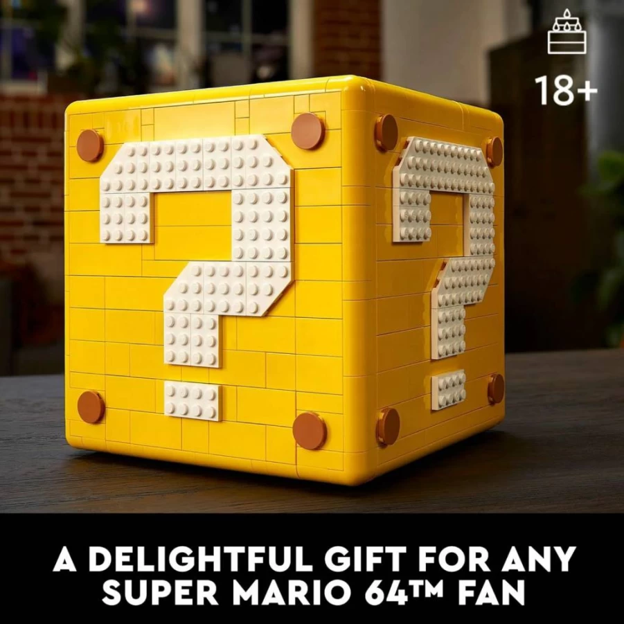 LEGO Super Mario 64 Question Mark Block Set 71395 - Buildable 3D Model with 4 Microgame Levels (Peach's Castle, Bob-Omb Battlefield, Cool Mountain, Lethal Lava Trouble) for Adults & Collectors