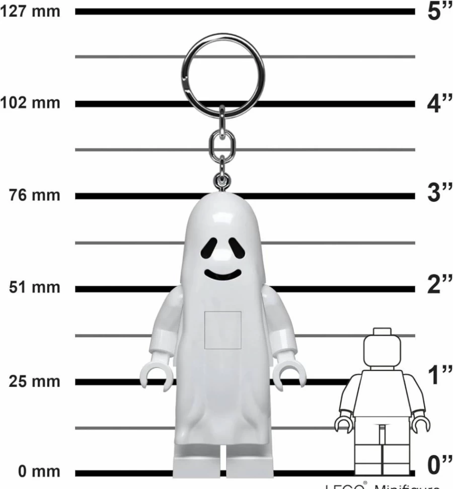 IQ 3 Inch Tall Lego-Style Ghost Figure Keychain with Light - Monster Fighters Collectible (Ke48H)