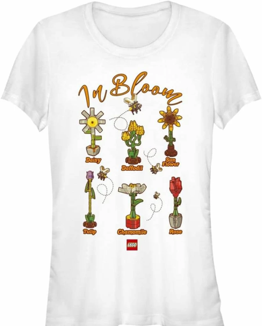 Fifth Sun Women's Vintage Lego Graphic Short Sleeve Tee Shirt - Retro Bloom Print Casual T-Shirt