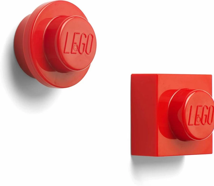 Room Copenhagen LEGO Magnet Set - 2 Piece Fridge & Whiteboard Magnets, Bright Red (40101730) - Fun & Durable Refrigerator Accessories for Kids & Adults