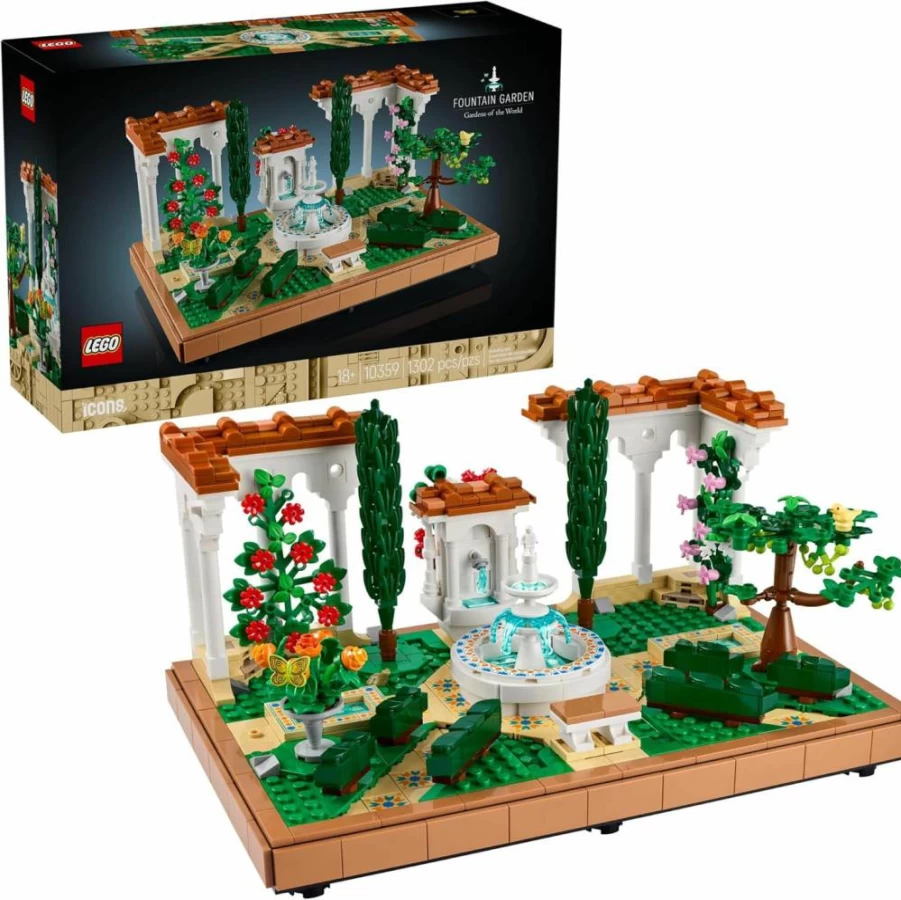 LEGO Icons 10359 Fountain Garden Building Set for Adults - DIY Miniature Craft Kit with Cypress Trees & Grape Vines - Wedding Decor, Display Gift for Adults Ages 18+