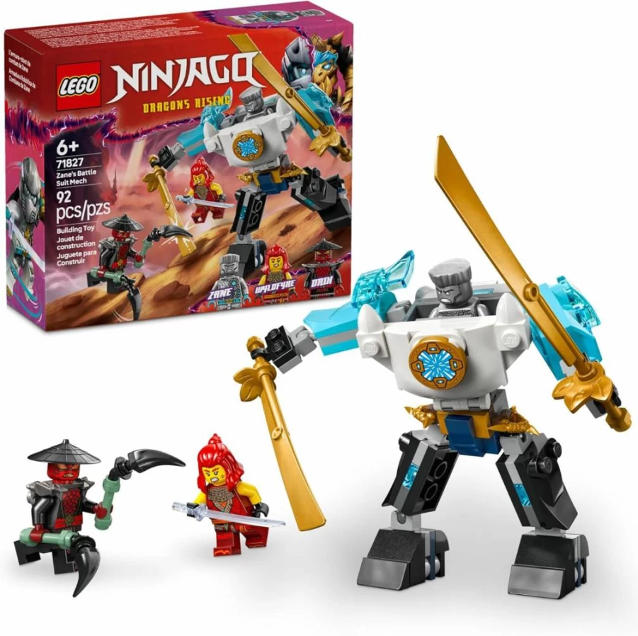 LEGO Ninjago Zane's Battle Suit Mech 71827 Building Set with 3 Minifigures - Kids Construction Toy for Ages 6+, Birthday Gift for Boys and Girls
