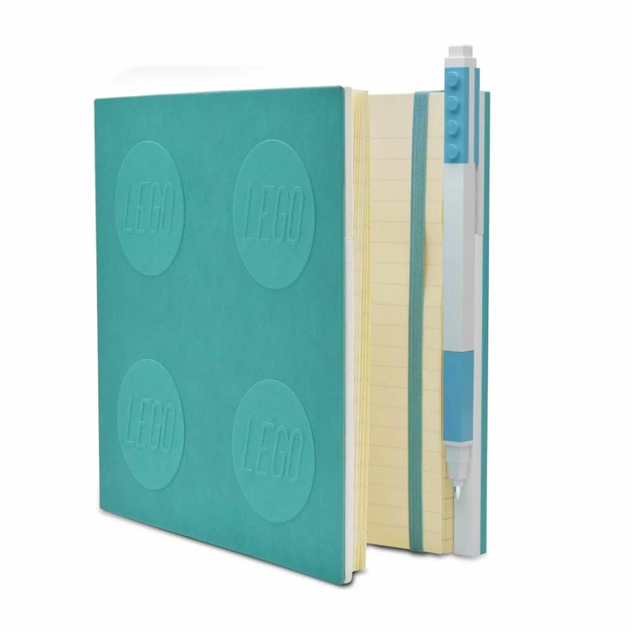 Amazon IQ Lego-Themed Locking Notebook with Gel Pen - 6x6 Inches Lined, Square Design, Azur Blue (52444) for School & Office Supplies