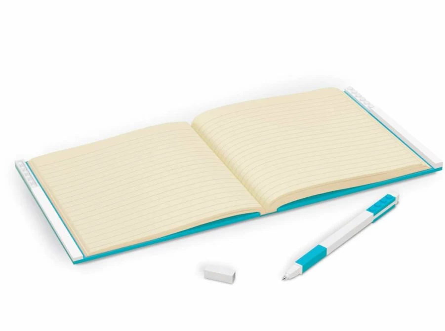 Amazon IQ Lego-Themed Locking Notebook with Gel Pen - 6x6 Inches Lined, Square Design, Azur Blue (52444) for School & Office Supplies