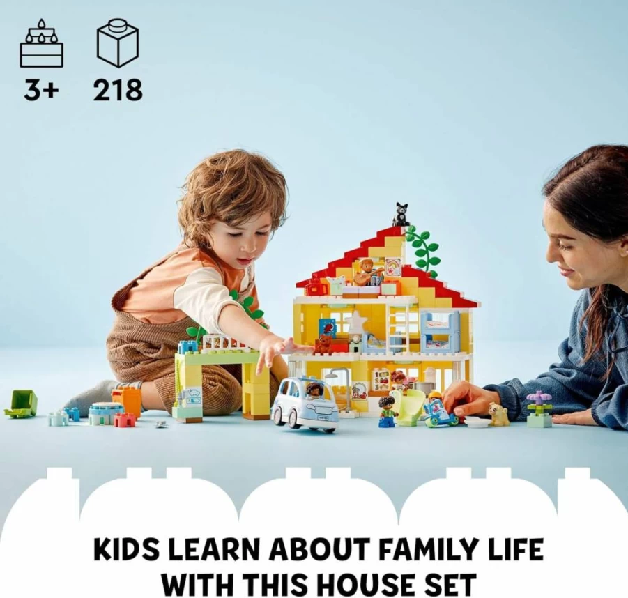 LEGO DUPLO 3-in-1 Family House & Car Toy Set 10994 - STEM Educational Building Kit for Toddlers Ages 3+, Christmas Gift for Kids Learning & Creative Play
