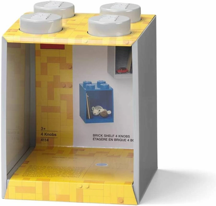 Room Copenhagen LEGO Storage Box - White Stackable Brick Shelf Organizer - 8 Stud Wall Mountable Compartment for Toys