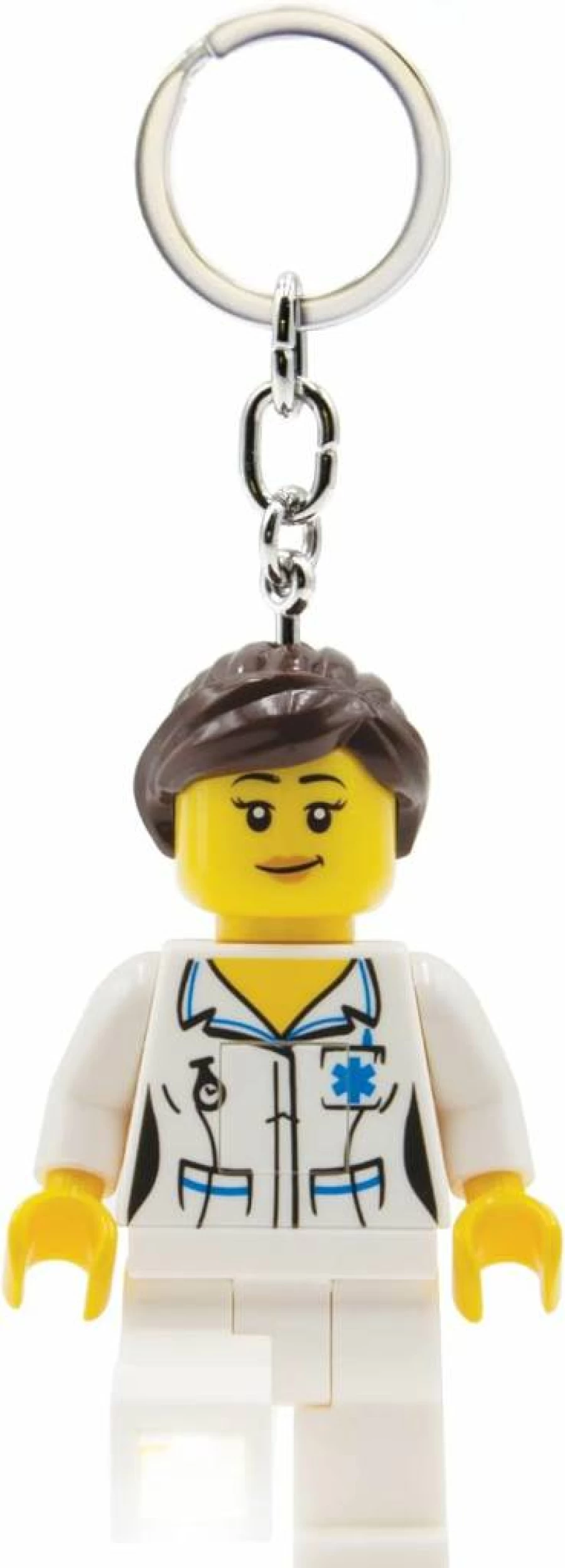 IQ 3 Inch Tall Nurse Keychain Toy - Mini Lego Style Figure with Light, Collectible Gift for Kids and Adults