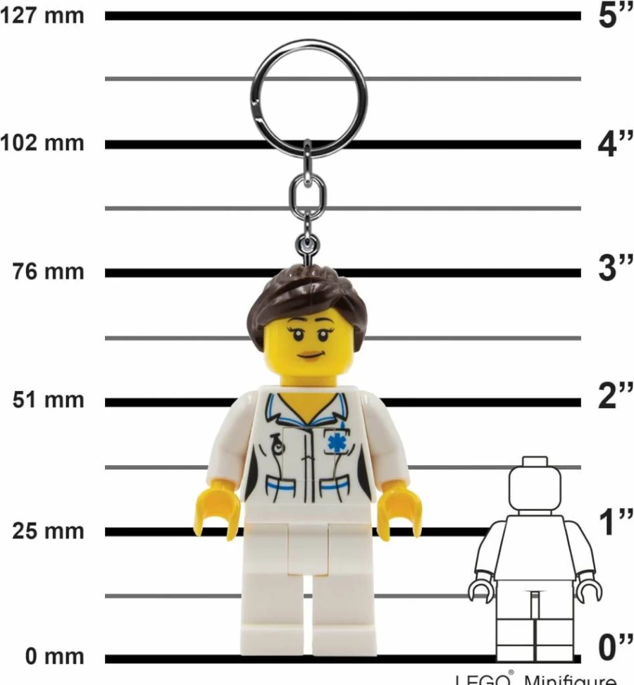 IQ 3 Inch Tall Nurse Keychain Toy - Mini Lego Style Figure with Light, Collectible Gift for Kids and Adults