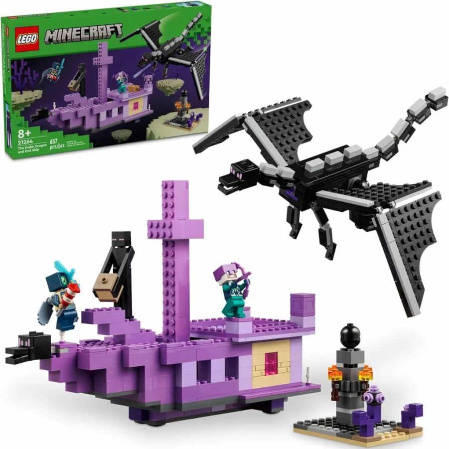 LEGO Minecraft 21264 The Ender Dragon & End Ship Building Kit with 2 Minifigures, Dragon Action Playset for Kids Ages 8+, Creative Gift for Boys and Girls