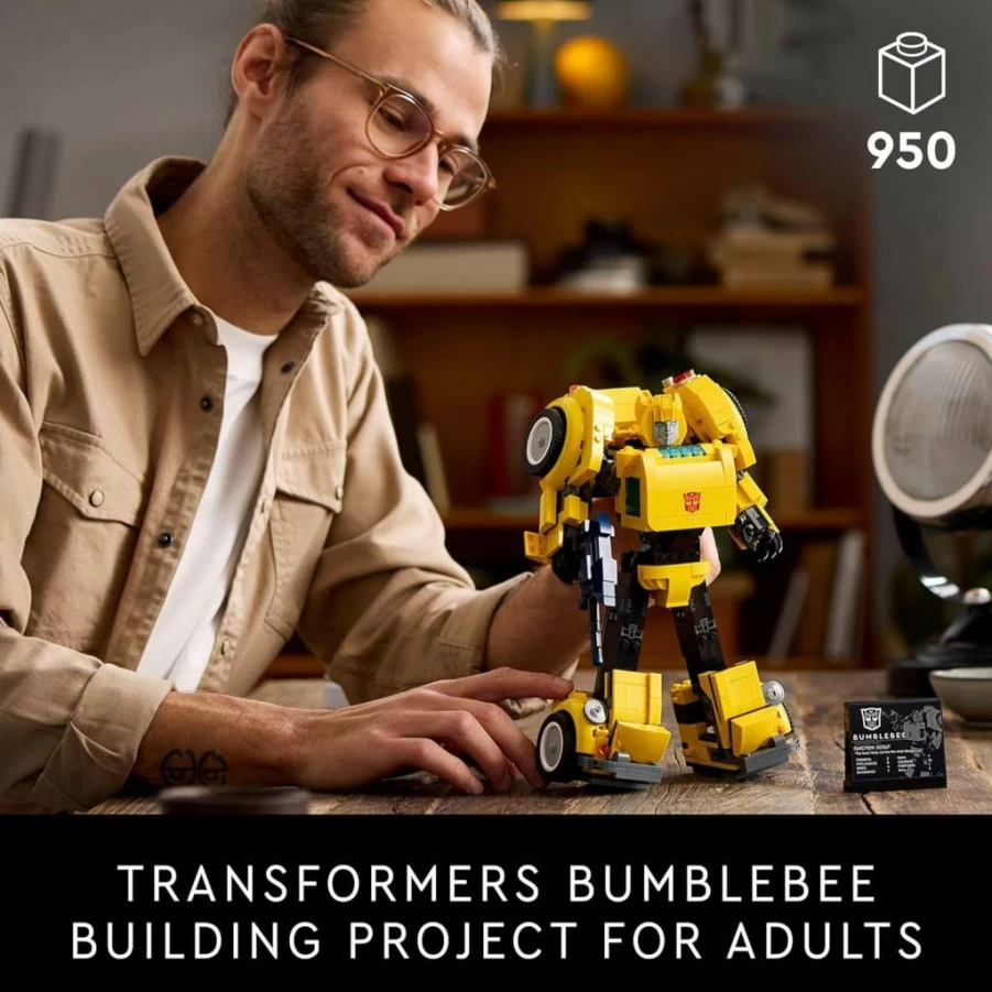 LEGO Icons 10338 Transformers Bumblebee Building Set - Collectible Robot to Vehicle Model Kit for Adults, Sci-Fi Fans & Movie Enthusiasts