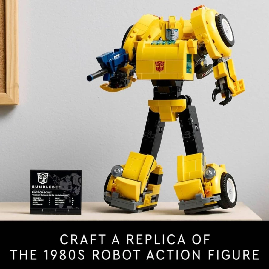 LEGO Icons 10338 Transformers Bumblebee Building Set - Collectible Robot to Vehicle Model Kit for Adults, Sci-Fi Fans & Movie Enthusiasts